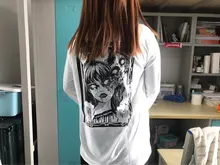 Camiseta con estampado gótico de dibujos animados para mujer, ropa con estampado de Horror, Punk, japonés, Harajuku Street