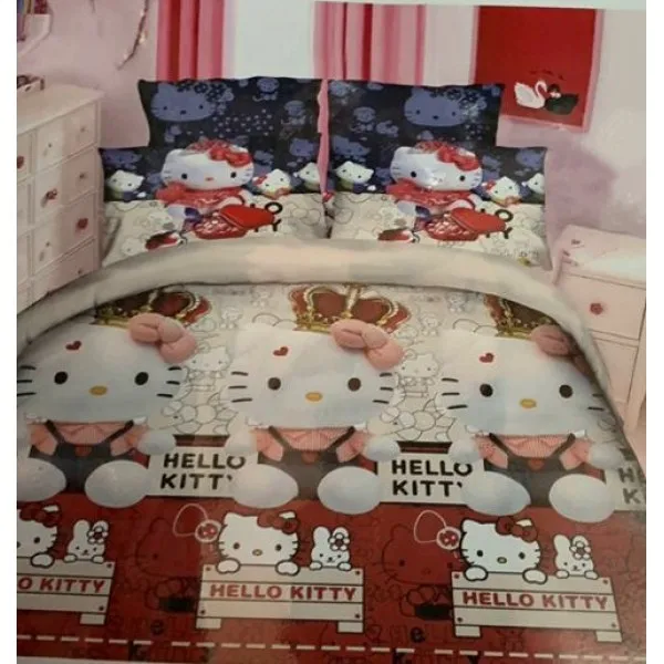 Детский комплект постельного белья Cartoon Home Textile сатин Hello Kitty 1,5 сп(розовый