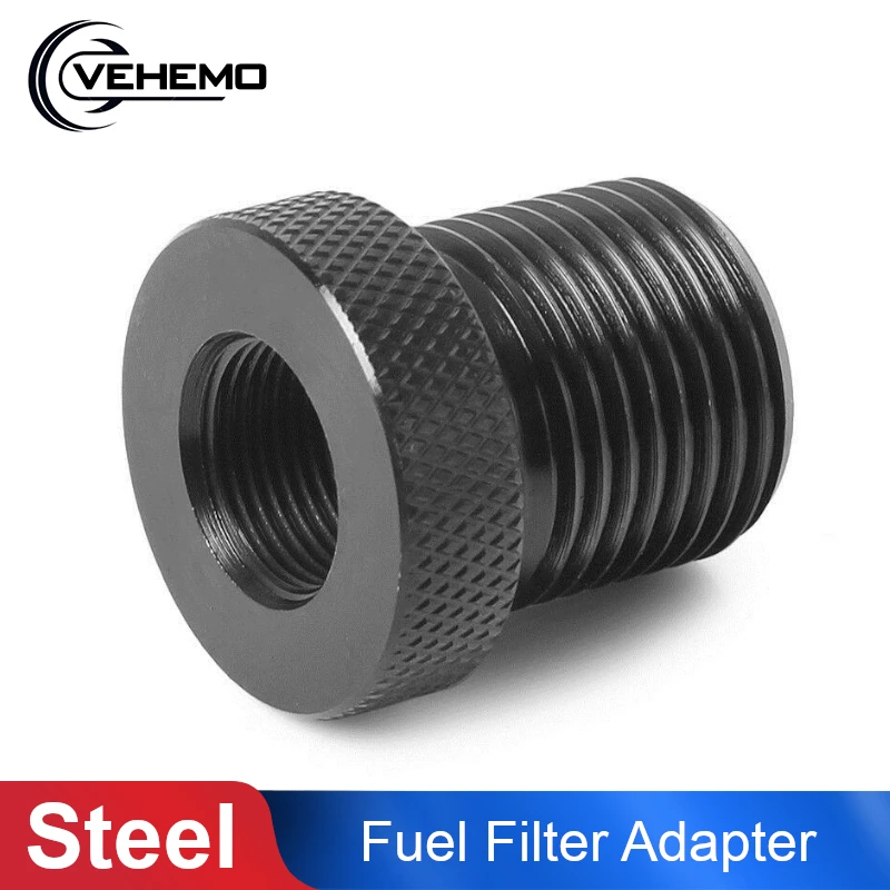 

1/2-28 to 3/4-16 Threaded Adapter Automotive Oil Filter Knurled Steel Black