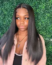 T malla con división peluca pelucas de cabello humano para las mujeres negras cabello humano brasileño recto peluca 13x1 Pre arrancado nudos blanqueados pelucas Remy 150%