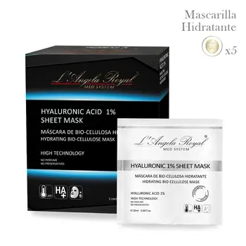 

L'Angela Royal Mask moisturizing intensive Hyaluronic Acid 1% Flash Sheet Mask, immediate effect, regenerating, for face.