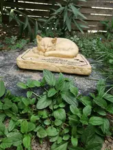 Regalos para alcantarillas recuerdo de gato piedras con un 3-D gato durmiendo en la parte superior de impresión de la pata piedra Memorial para mascotas tumba marcadores jardín de piedras