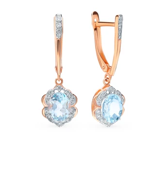 

Gold earrings with Topaz and cubic zirconia sunlight sample 585