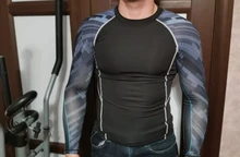 Camiseta con estampado 3D de lobo para hombre, medias de compresión para correr, camiseta transpirable de manga larga, ropa deportiva Rashgard para gimnasio y ciclismo