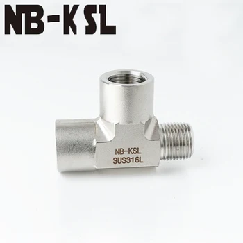 

NB-KSL 1/2" 1/4" 3 Way Tube Fitting Female and Male Run Tee Joint with NPT Thread Stainless Steel 316