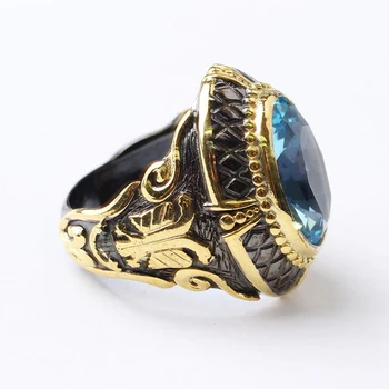 

Paraiba Tourmaline Ring, Mens 925 Silver 18 K Gold Plated Handmade Ring