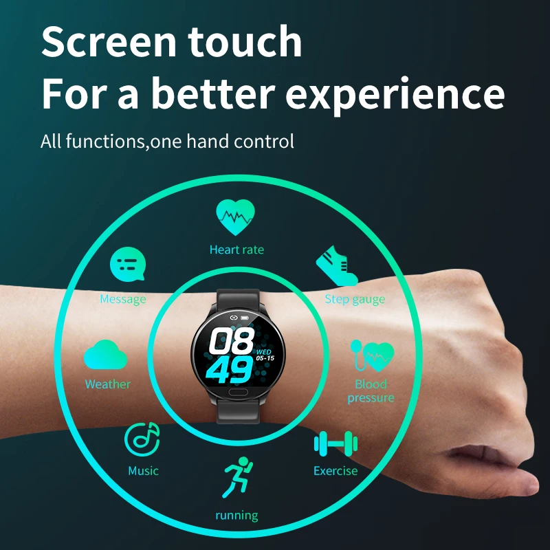 CZJW C198 colorful smart watch heart rate blood pressure monitor step record exercise weather forcast music control wear device