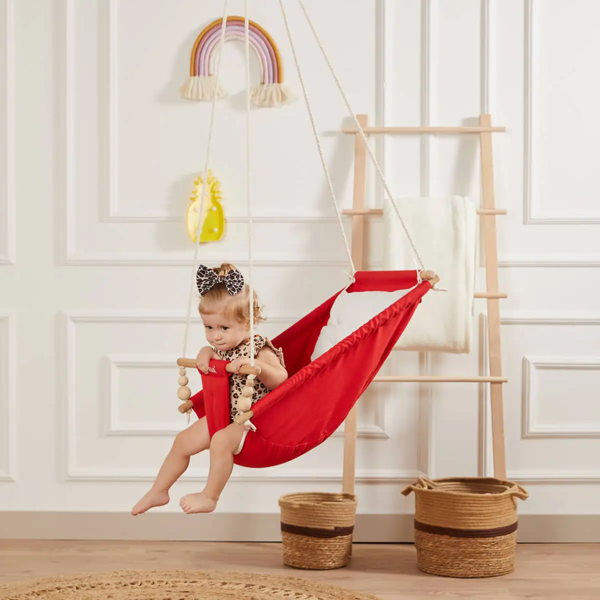 Wooden Baby Hammock Swing Home Type Ceiling Swing Used from 2 3 months up to 4 5 years old with inner cushioned hanging swing AliExpress