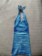 FSDA 2021 V cuello Vestido de punto vestido azul de las mujeres Halter cuello vendaje vestido playero de verano sin mangas Sexy Mini vestidos Y2K