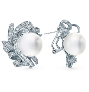 

Silver earrings with cubic zirconia and pearls sunlight sample 925