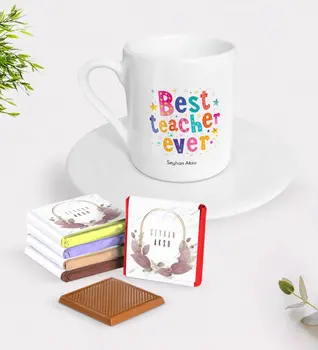 

Personalized Best Teacher Turkish coffee Cup and Chocolate Gift Seti-12