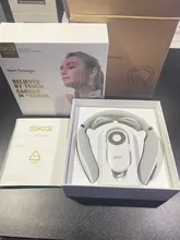 Masajeador de Cuello SKG 4098 Blanco Controlador Remoto Estructura de Anillo Inteligente Masajeador para Incomodidad de Cuello Masaje de Pulso Eléctrico Larga Duración de Bateria Calentamiento