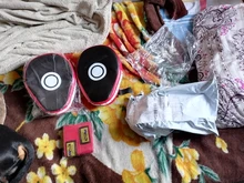 Muay Thai-Muay Thai de boxeo curvo, deflector curvo resistente a los golpes, entrenamiento Sanda, de cuero PU, objetivo de mano de 5 dedos