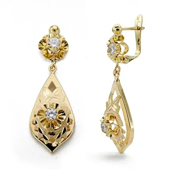 

18k gold earrings long stoned cubic zirconia 31mm. [AA0077]