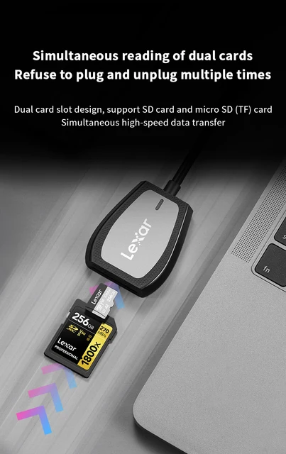Lexar Lettore Schede USB 3.2 - Doppio Slot Per SD E MicroSD, Supporto Fino A 1TB - Foto 5