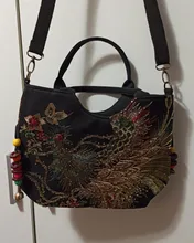 Bolso de hombro de estilo étnico bohemio para mujer, bandolera Retro de gran capacidad, Bordado hecho a mano, Pavo Real