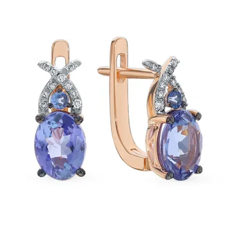 

Gold earrings with tanzanite, sapphires and diamonds sunlight sample 585