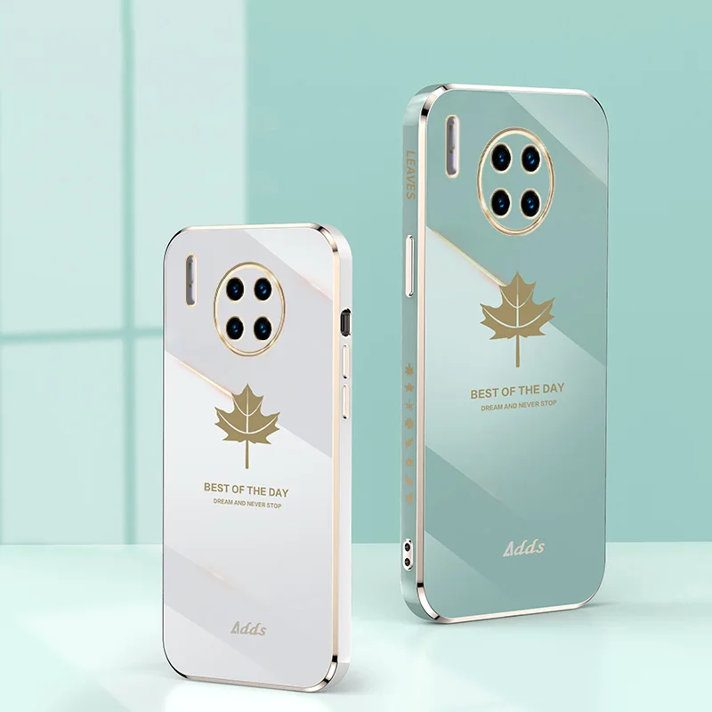 Custodia Placcata Con Cornice Quadrata In Foglia D'Acero Per Huawei Nova 8I Honor 50 Lite Custodia Placcata Colore Nova 8I Fundas Cover