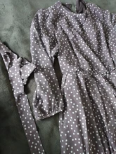 Women Summer Spring-Dress Vestidos A-Line Long-Sleeve Dot Print Midi Chiffon S.FLAVOR