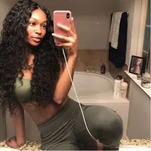 Wigirl-pelucas de cabello humano con malla Frontal para mujer Peluca de cabello humano brasileño con ondas profundas de 28 a 30 pulgadas, rizadas con agua, cierre 4x4, color negro