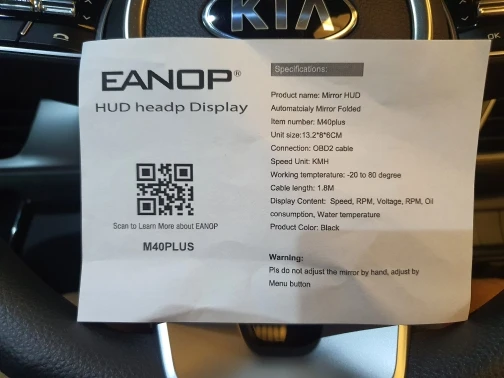 Отзыв о товаре Проектор EANOP M40PLUS, зеркало на лобовом стекле, дисплей OBD2, Winshield, измеритель скорости вращения, скорость проектора, расход масла, приложение дл... от пользователя Покупатель
