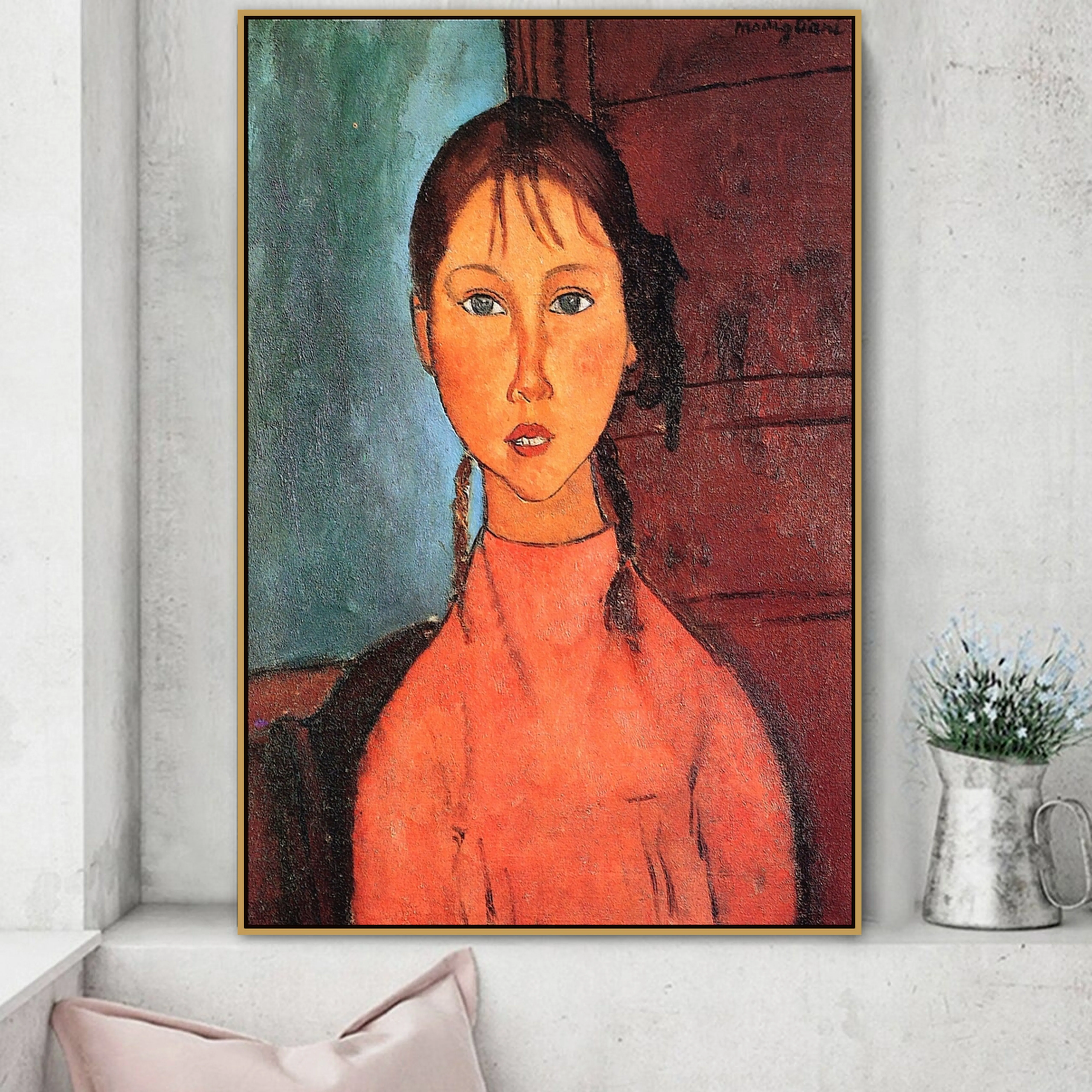 

Amedeo Modigliani Old Famous Master Artist Girl with Plaits Canvas Painting Poster Print for Living Room Wall Decor POP Wall Art