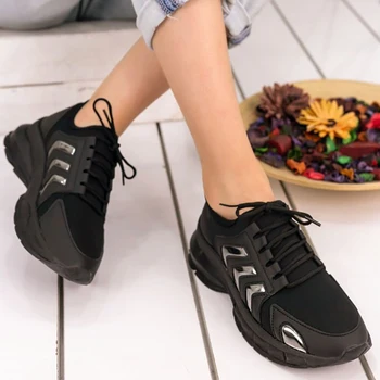 

Alya Black Skin Platinum Stripe Sports Shoes