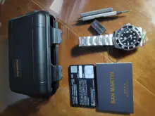 San Martin -Reloj de cuarzo con cristal de zafiro, pulsera de reloj mecánico, automático, con esfera de cerámica y con fecha