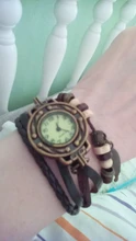 Relojes de pulsera Vintage para mujer y niña, pulsera con hoja, brazalete de cuero colgante, regalo