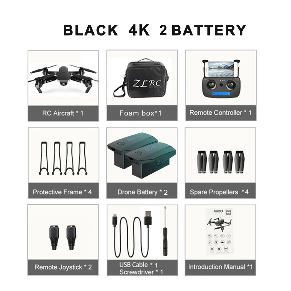 SG901 Дрон 4K двойная HD камера wifi FPV оптический поток складной Квадрокоптер Профессиональный следящий за мной вертолет селфи Дрон x pro - Цвет: 4K 2B with bag