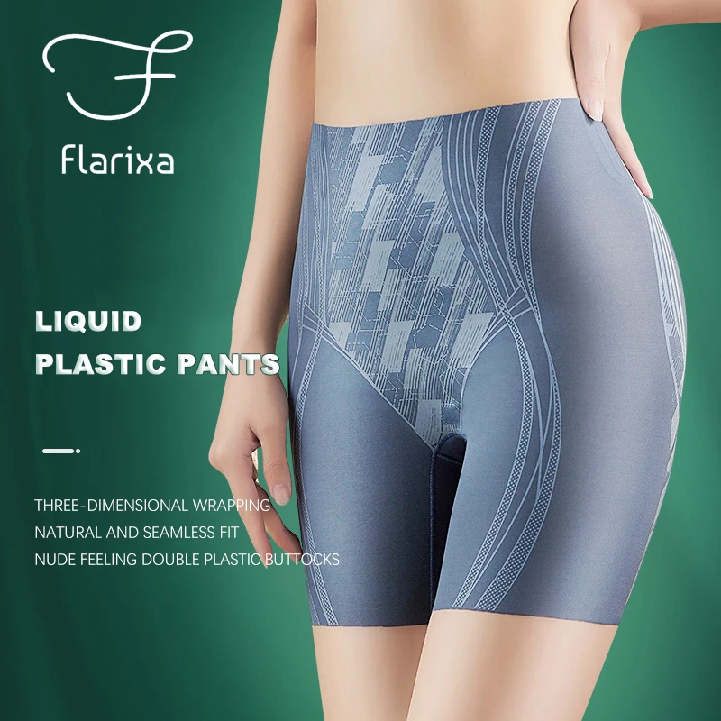 Flarixa New High Waist Flat Belly Panties Seamless Women's Shorts Under The Skirt Ice Silk Breathable Safety Shorts Boxer Briefs