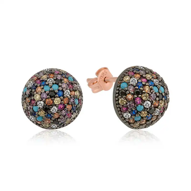 

Merve Silver Silver Color Cubic Zirconia Ball Earrings
