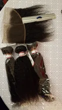 Extensiones de cabello humano rizado, con cierre Frontal mechones 3 o 4, 13x4, 28 y 30 pulgadas, tejido brasileño y cierre de encaje