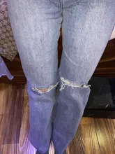 KPYTOMOA-pantalones vaqueros de pierna ancha con agujeros rasgados para Mujer, vaqueros de cintura alta Vintage con cremallera, 2021