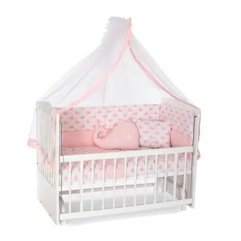 

Bamgidoo baby cradle wooden cradle white color 60x120 with cradle bed and pink whale sleeping set made in turkey