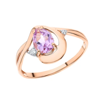 

Gold ring with amethyst and cubic zirconia sunlight sample 585