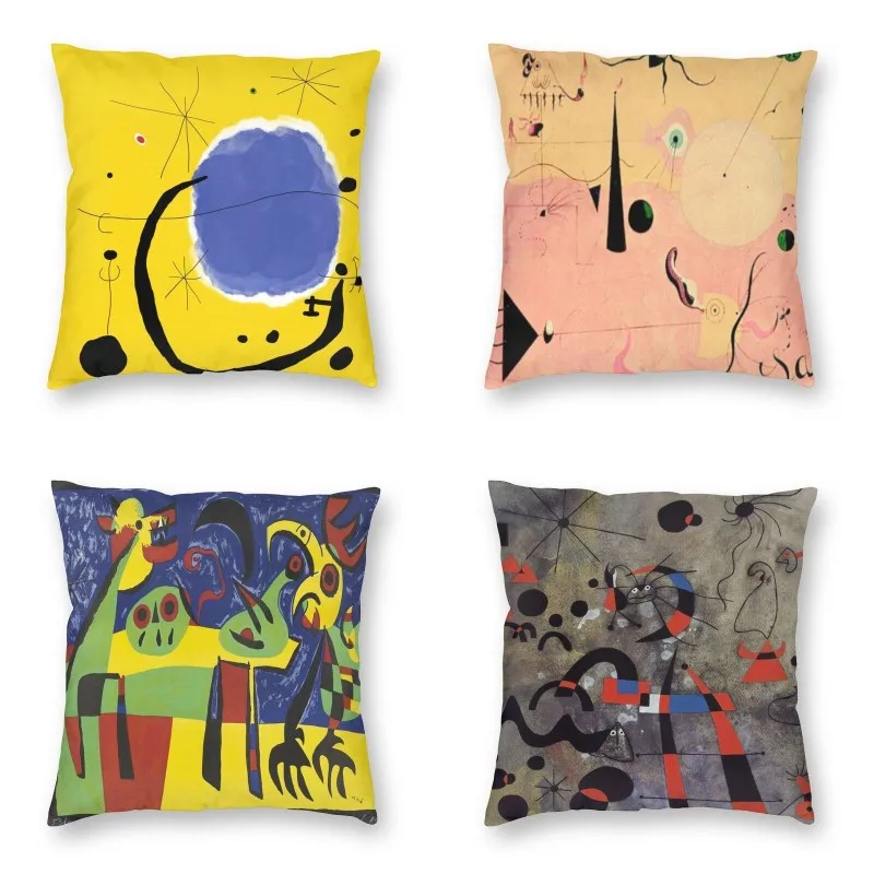 

Nordic The Gold Of The Azure Cushion Covers Joan Miro Abstract Art Velvet Cute Pillow Cases for Sofa Home Decor Decoration