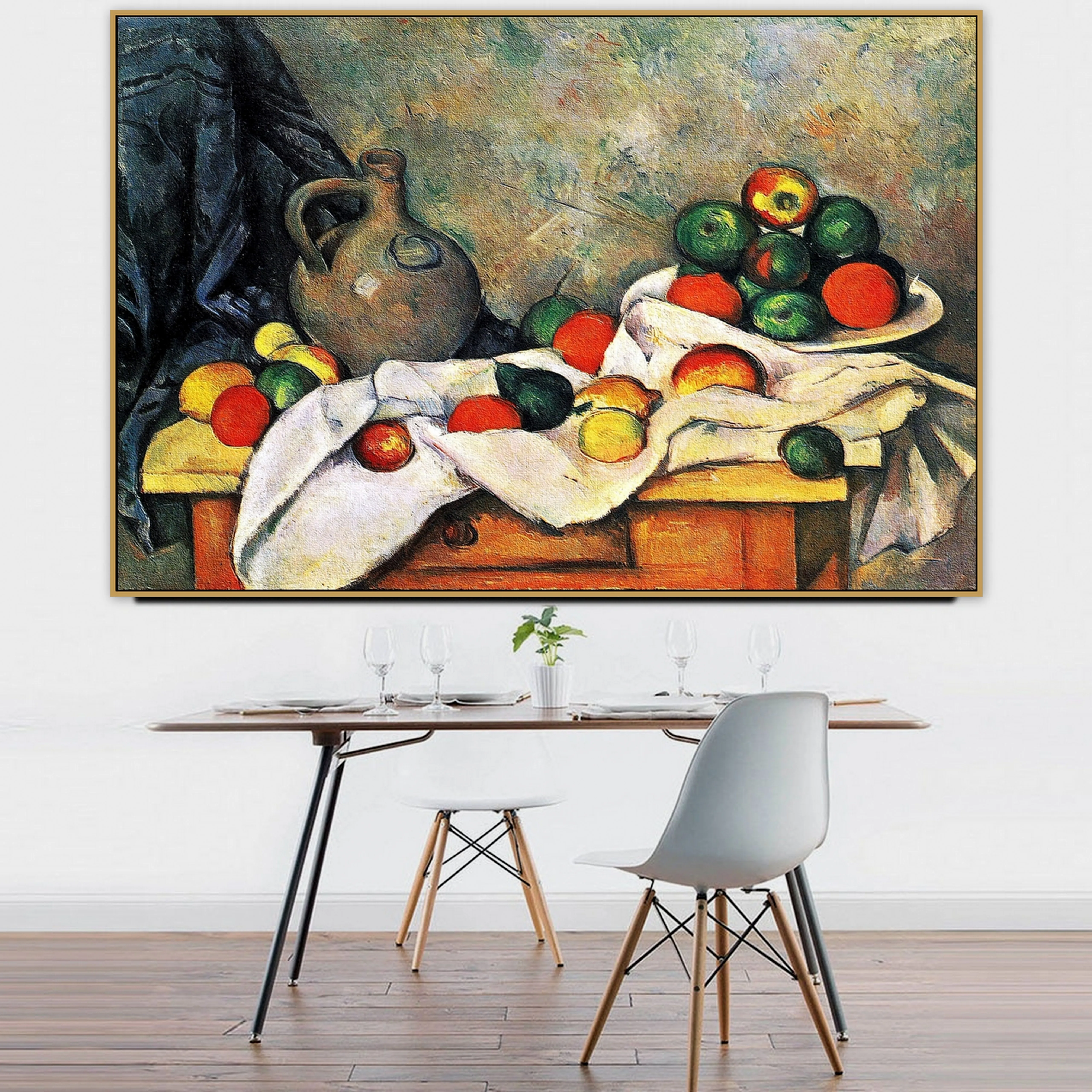 Paul Cezanne старый известный мастер художника кувшин и фрукты Картина на холсте