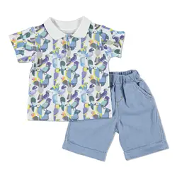 Ebebek HelloBaby/футболка-поло для маленьких мальчиков с рисунком попугая; Короткий Комплект