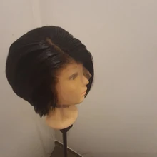 Pixie Peluca de cabello humano 13x4 frente de encaje pelucas de cabello humano 150 Remy pelucas de cabello humano corto pelucas de cabello humano recto peluca con malla frontal pelucas de cabello brasileño