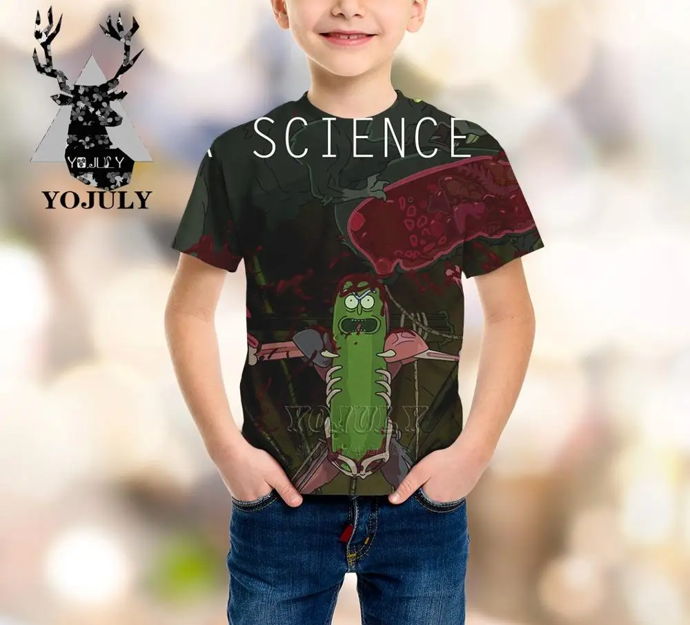 YOJULY/детская одежда футболка с 3D принтом pickle rick Одежда для больших детей летние модные футболки для мальчиков и девочек-подростков с круглым вырезом A383 - Цвет: 10