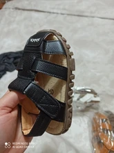 Sandalias de cuero con punta cerrada para niños, transpirables, playa, cómodas