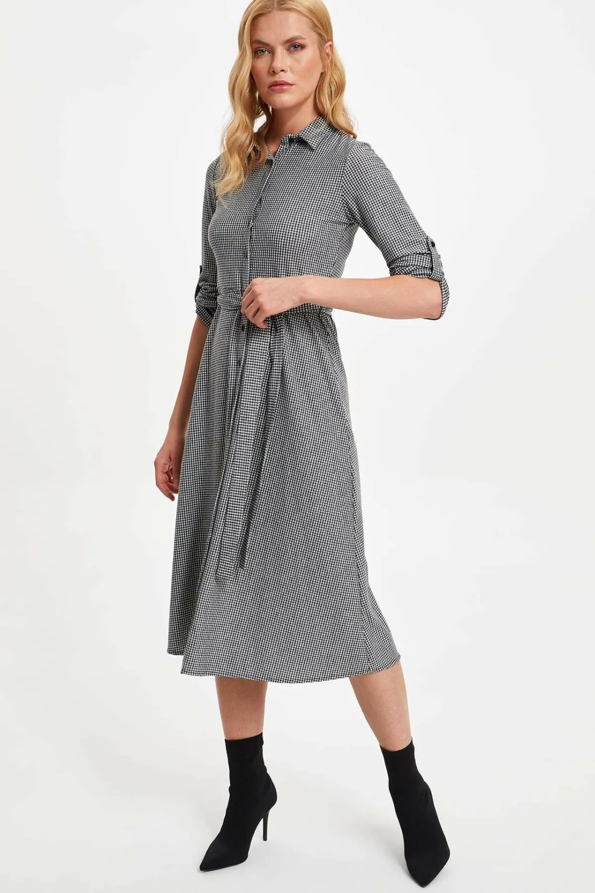 grey color long frocks