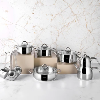 

Karaca 15 Piece Stainless Steel Cookware Set Teapot Set 3 Coffee Pot Set YANMAZ STICKY TURKEY QUALİTY FAST AND FREE SHİPPİNG
