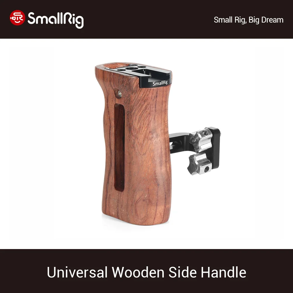 

SmallRig DSLR Handgrip For Universal Camera Cage Wooden Side Handle Featuring Two 1/4" Thread Holes With 18mm Distance -2093
