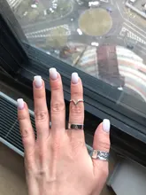 Anillo ajustable con forma de V para mujer, joyería fina con letras onduladas geométricas de Plata de Ley 925 auténtica, accesorios de personalidad para fiesta