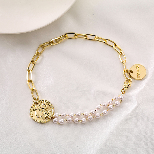 Trendy Irregular Pearl Bracelet For Women Baroque Style Natural Stone Pendant Lucky Cuff Bracelet Anniversary Gift Jewelry