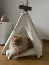 Tipi de Gato con cojín y pizarra para perros, carpa portátil para perros y casas de mascotas, tienda plegable de lona de madera para mascotas, cama para animales pequeños
