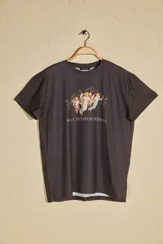 

Trendyol White Printed Basic Knitted T-shirt TWOSS19GS0082