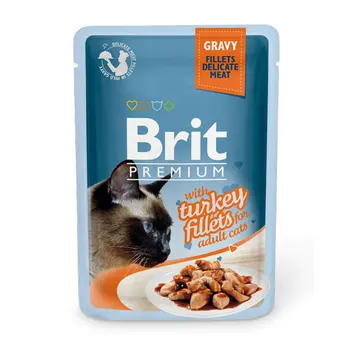 

Brit 85g premium tug D/cats gravy Turkey fillets turkey fillet pieces in соусе-24 pc